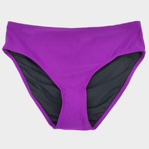 Halcurt Women Medium Full Coverage High Waist Bikini Swim Bottoms Purple Stretch